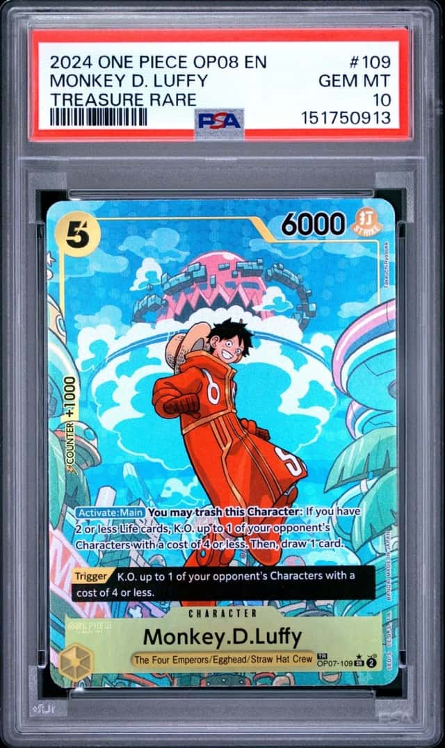 2024 ONE PIECE OP08-TWO LEGENDS TREASURE RARE #109 MONKEY D. LUFFY PSA 10