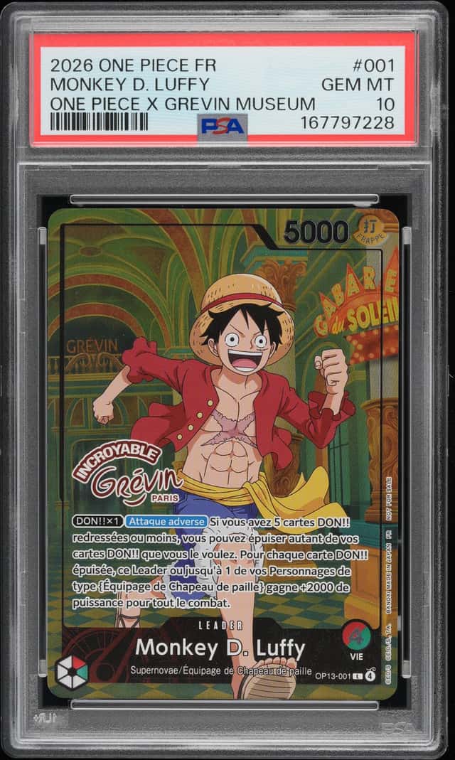 One Piece Monkey D Luffy OP13-001 X Museum Grevin Promo Paris Exclusive PSA 10