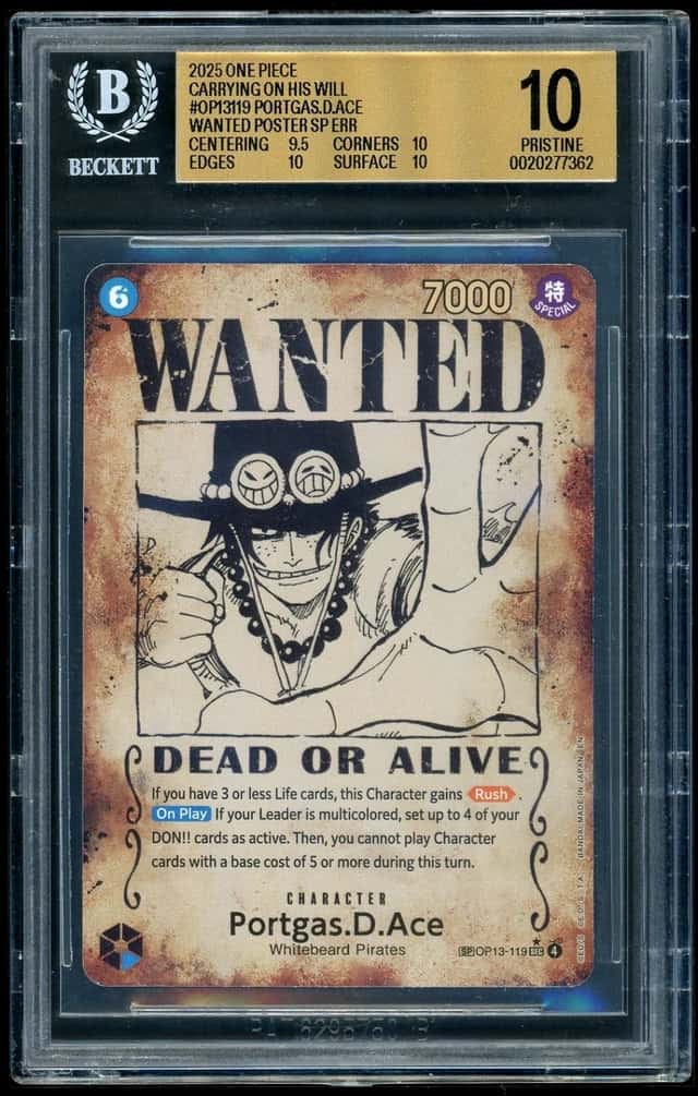One Piece Portgas. D. Ace 2025 Carrying on His Will WANTED POSTER SP BGS 10