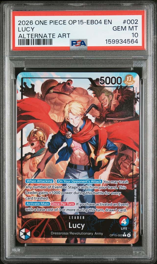 2026 One Piece Lucy #002 OP-15 EB-04 Alternate Art PSA 10