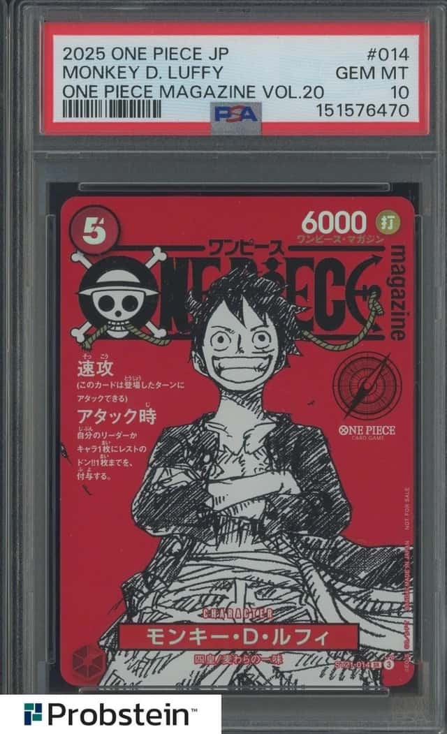 Auction #18 2025 One Piece JP One Piece Magazine Vol 20 Monkey D. Luffy PSA 10