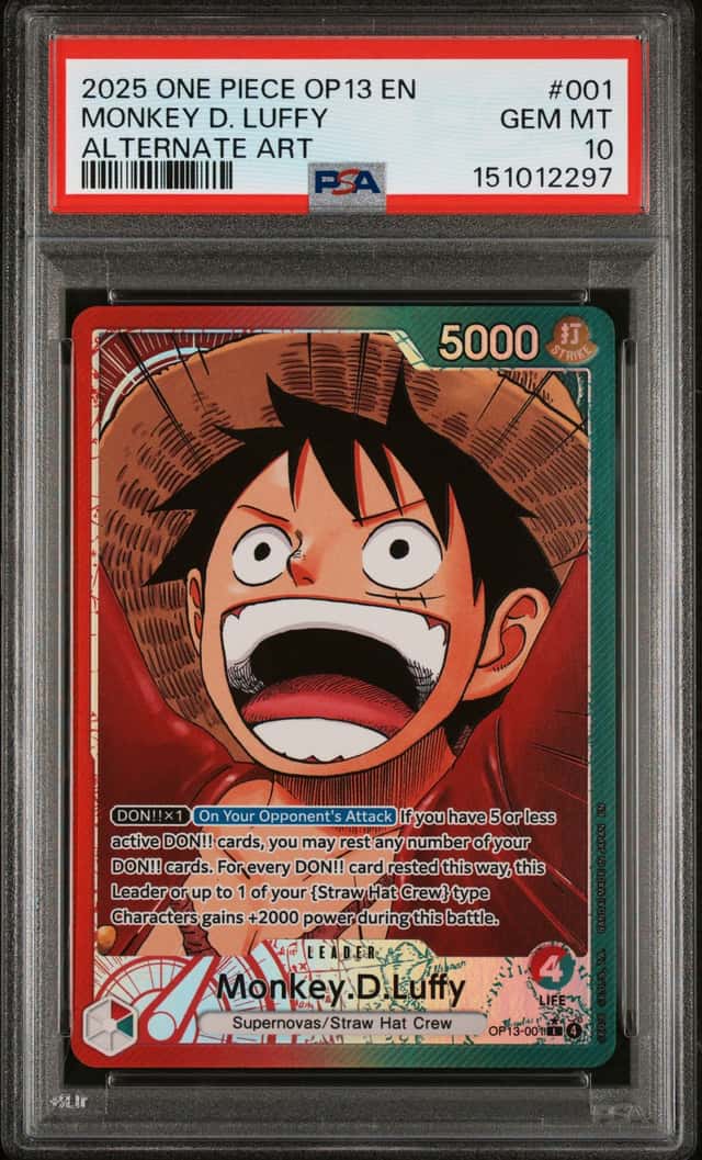 2025 One Piece Carrying On His Will Monkey D. Luffy Alt Art SP #OP13-001 PSA 10