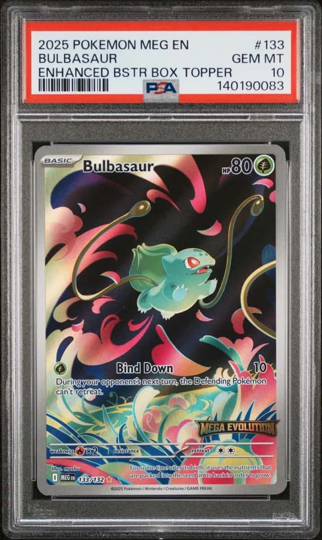 2025 POKEMON MEG EN-MEGA EVOLUTION ENHANCED BOOSTER BOX TOPPER BULBASAUR PSA 10