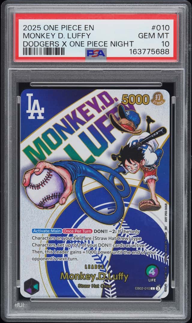 2025 ONE PIECE PROMOS DODGERS X ONE PIECE NIGHT  #010 MONKEY D. LUFFY PSA 10