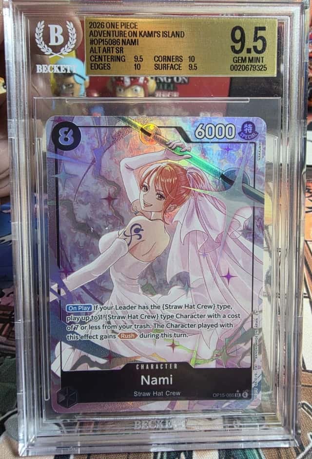 One Piece TCG Nami (OP15-086) Alt Art Foil Adventure on Kami’s Island EN BGS 9.5