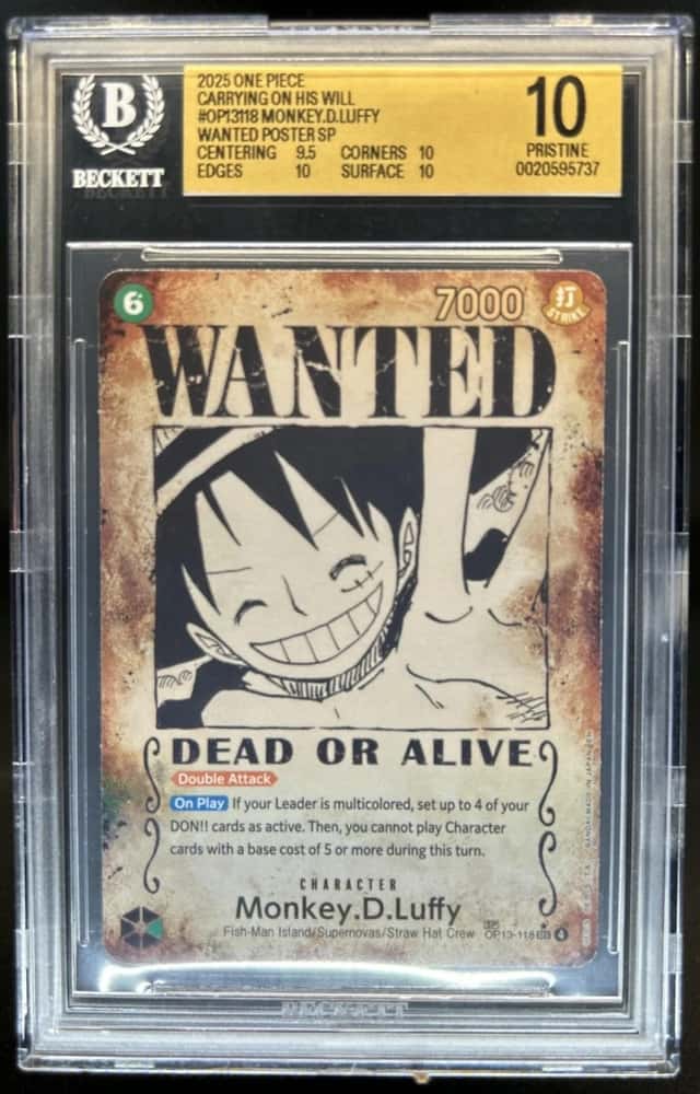 2025 One Piece Monkey D. Luffy Secret Rare Wanted Alt Art #OP13-118 BGS 10