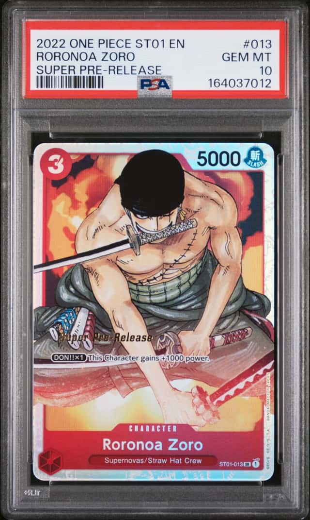 2022 One Piece ST01 Super Pre-Release Roronoa Zoro #ST01-013 PSA 10 GEM MINT