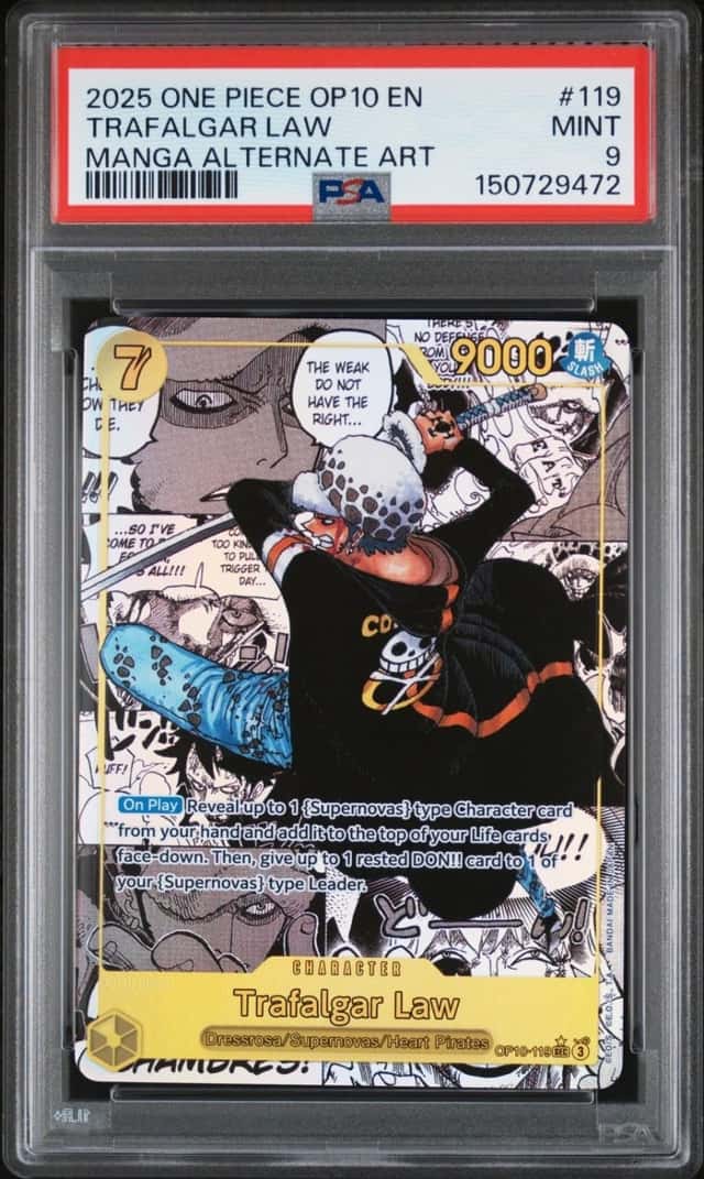 2025 ONE PIECE TRAFALGAR LAW MANGA ALTERNATE ART OP10-ROYAL BLOOD #119 PSA 9