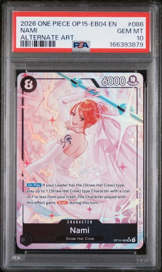 2026 ONE PIECE OP15-EB04-ADVENTURE ON KAMI'S ISLAND ALTERNATE ART NAMI PSA 10