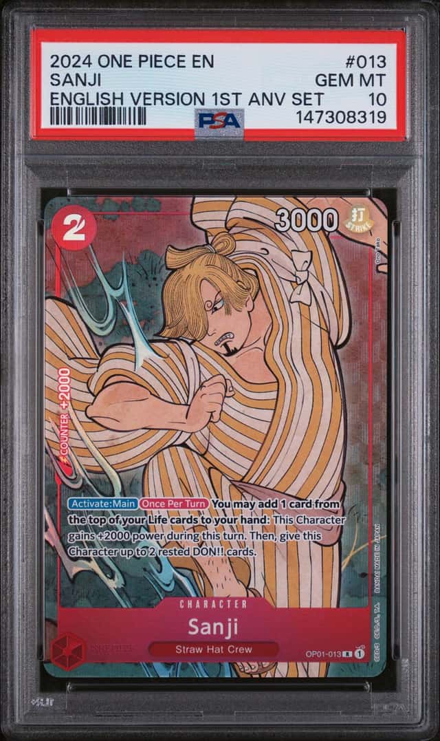 2024 One Piece 1st Anniversary Sanji English Version PSA 10 GEM MINT #OP01-013