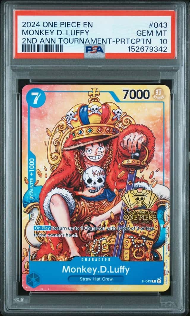 2024 ONE PIECE 2ND ANNIVERSARY TOURNAMENT #043 MONKEY D. LUFFY PSA 10