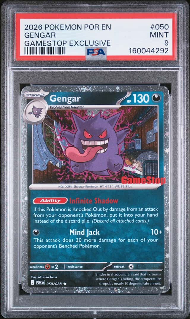 2026 Pokemon Mega Evolution Perfect Order Promo Gamestop Exclusive USA Store Purchase Cosmos Holo Gengar #050