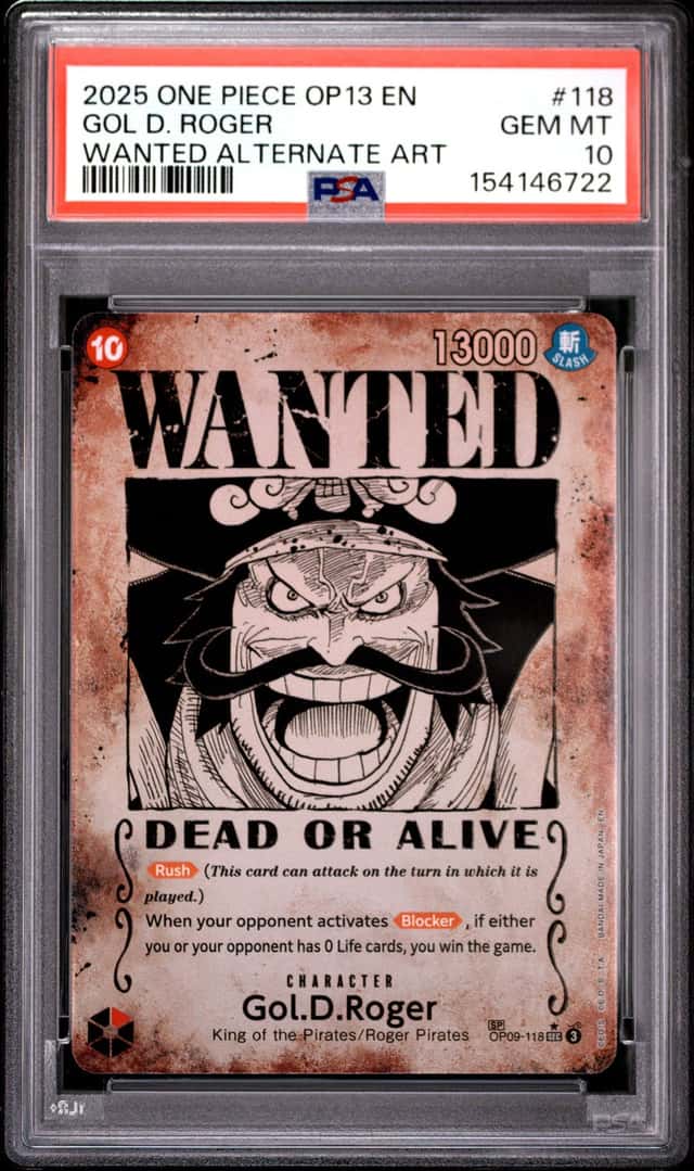 2025 One Piece Carrying On His Will Wanted Alternate Art Gol D. Roger #OP09118