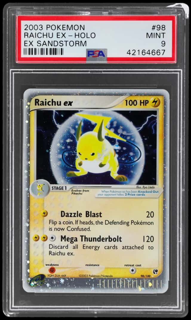 2003 Ex Sandstorm (2003 Copyright, W/ "E" Symbol) English Holo Raichu Ex #98