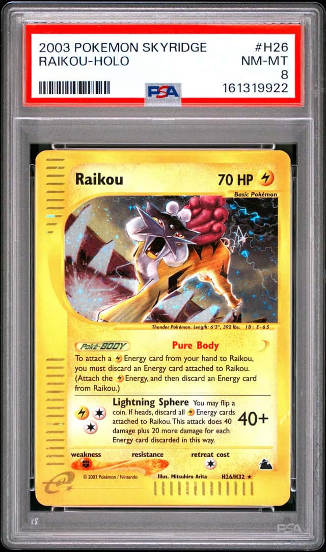 2003 Pokemon Skyridge Holo Raikou #H26