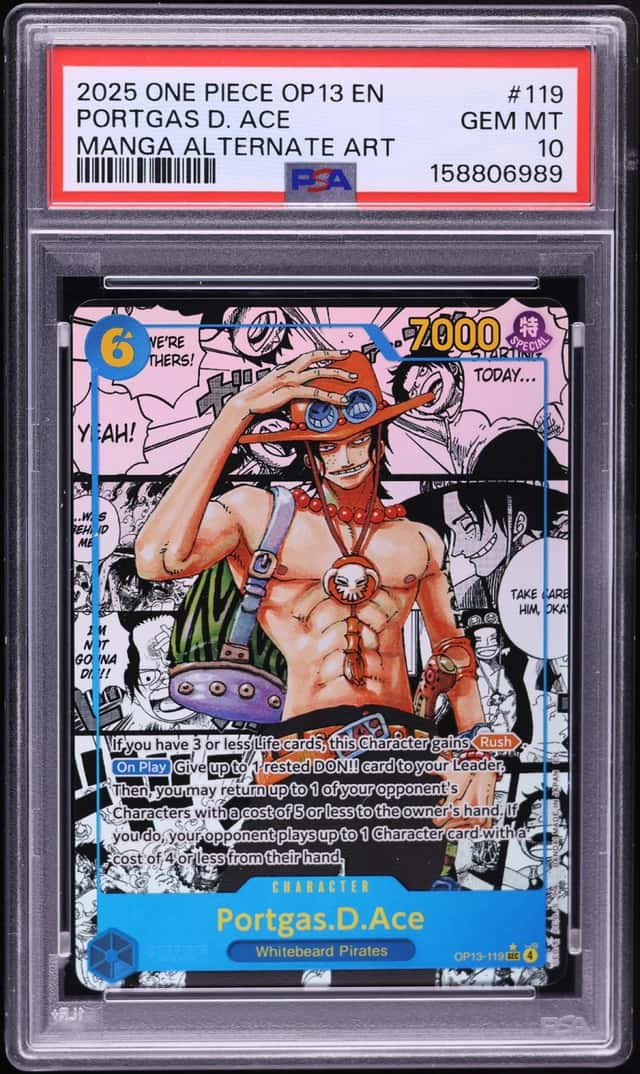 2025 One Piece Carrying On His Will Manga Art Portgas D. Ace #OP13-119 PSA 10 GEM MINT