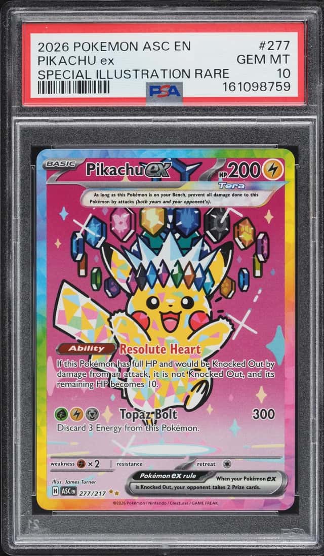 2026 Pokemon Mega Evolution Ascended Heroes SIR Pikachu Ex #277 PSA 10 GEM MINT