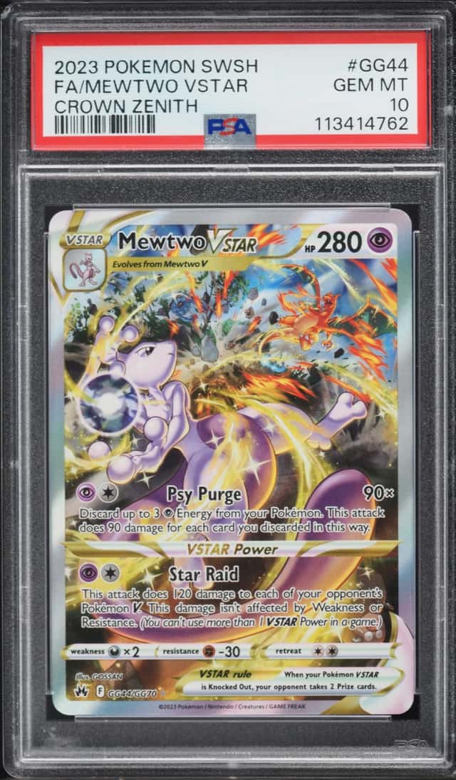 2023 Pokemon Sword & Shield Crown Zenith Full Art Mewtwo VSTAR #GG44 PSA 10 GEM MINT