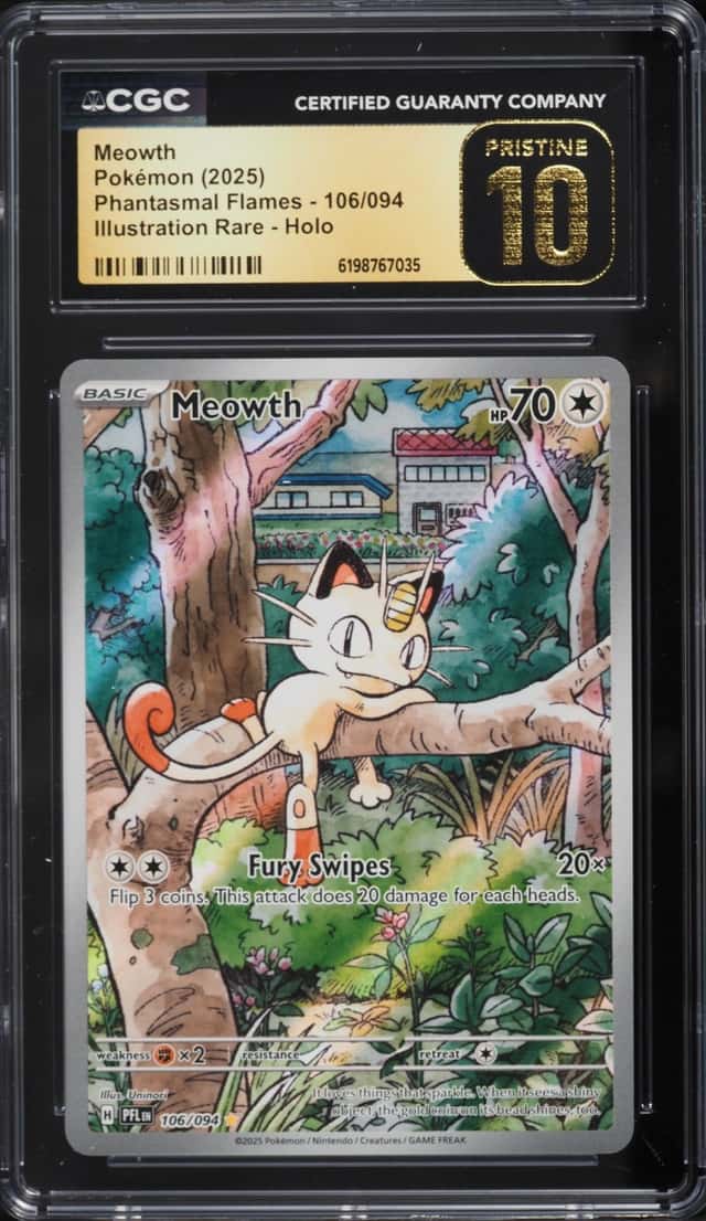 2025 Pokemon Mega Evolution Phantasmal Flames IR Meowth #106 CGC 10 PRISTINE