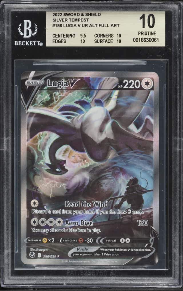 2022 Pokemon Sword & Shield Silver Tempest Full Art Lugia V #186 BGS 10 PRISTINE
