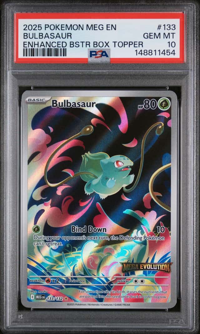 Pokemon Cards PSA 10 GEM MT Bulbasaur Enhanced Booster Box Topper Mega 133/132