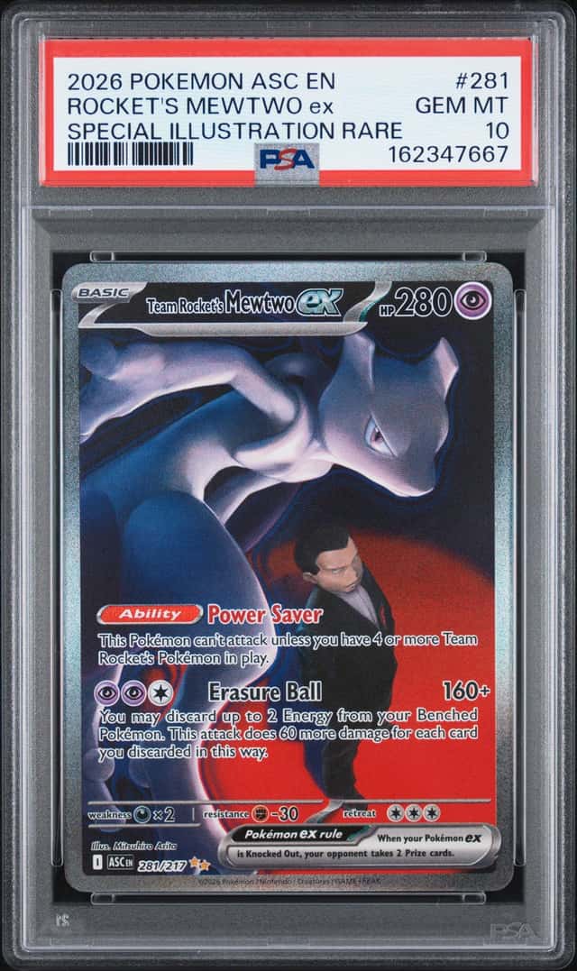 2026 POKEMON ASC EN-ASCENDED HEROES #281 TEAM ROCKET'S MEWTWO EX PSA 10