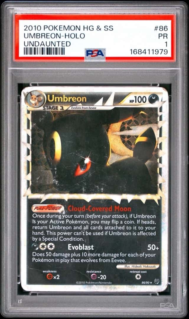 2010 POKEMON HEARTGOLD & SOULSILVER UNDAUNTED PRIME #86 UMBREON-HOLO PSA 1