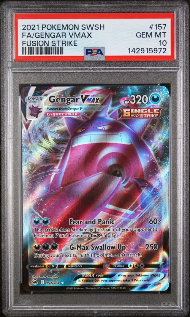 2021 Pokemon Gengar VMAX PSA 10 Gem Mint 157/264 Swsh08: Fusion Strike Holo