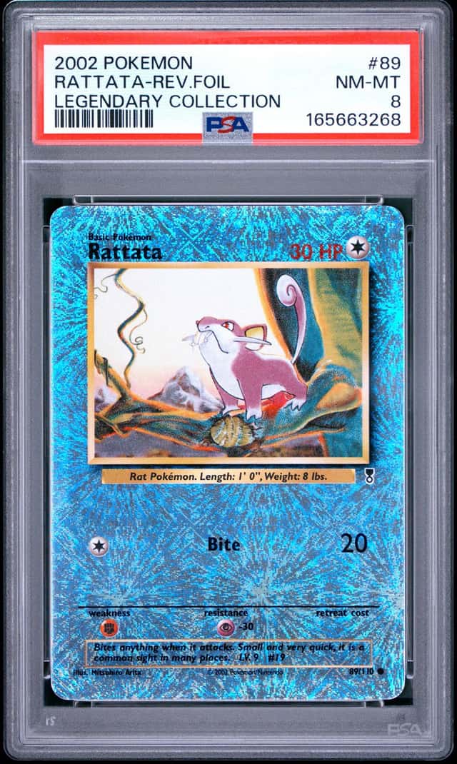 2002 POKEMON LEGENDARY COLLECTION #89 RATTATA-REVERSE FOIL PSA 8