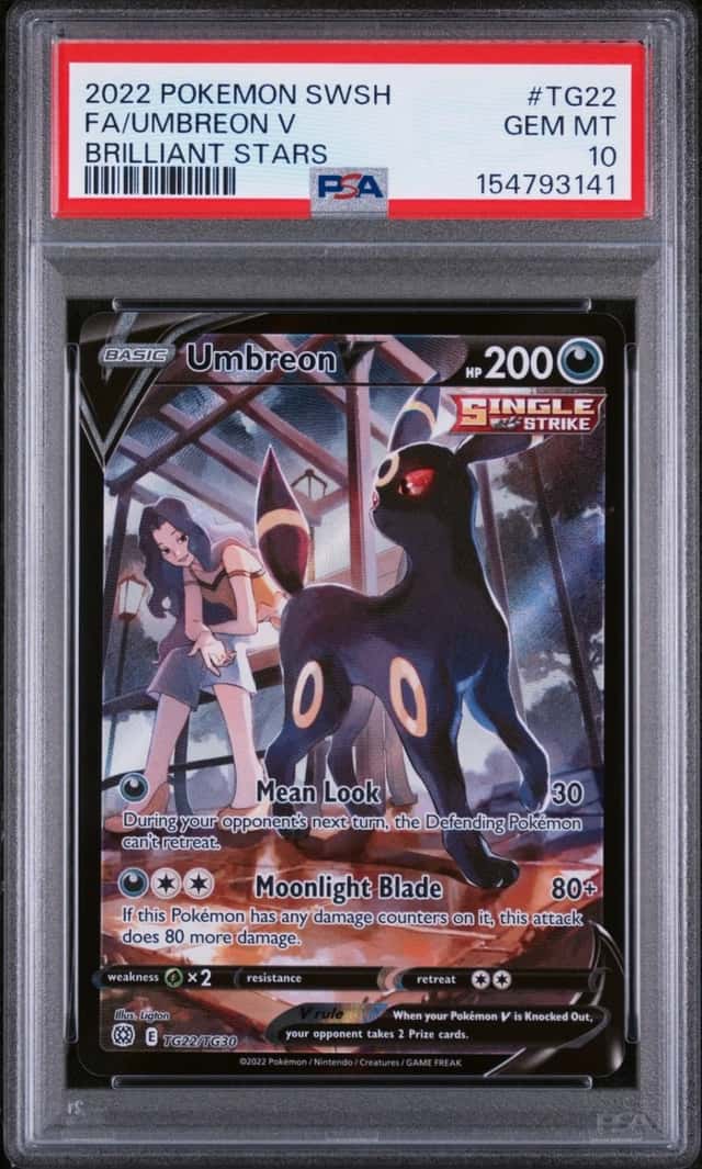 2022 POKEMON SWORD & SHIELD BRILLIANT STARS #TG22 FULL ART/UMBREON V PSA 10