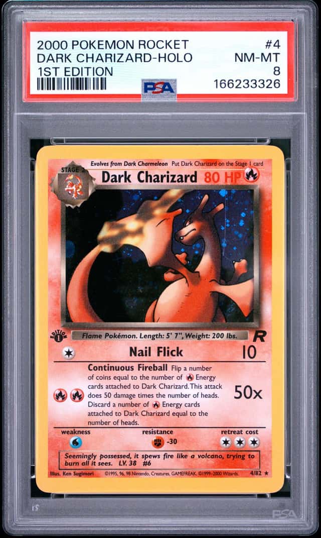 2000 POKEMON ROCKET 1ST EDITION #4 DARK CHARIZARD-HOLO PSA 8