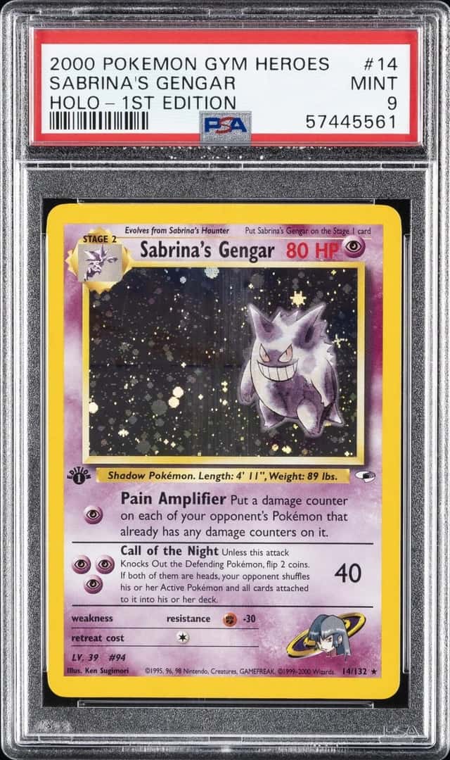 2000 POKEMON GYM HEROES HOLO-1ST EDITION #14 SABRINA'S GENGAR PSA 9