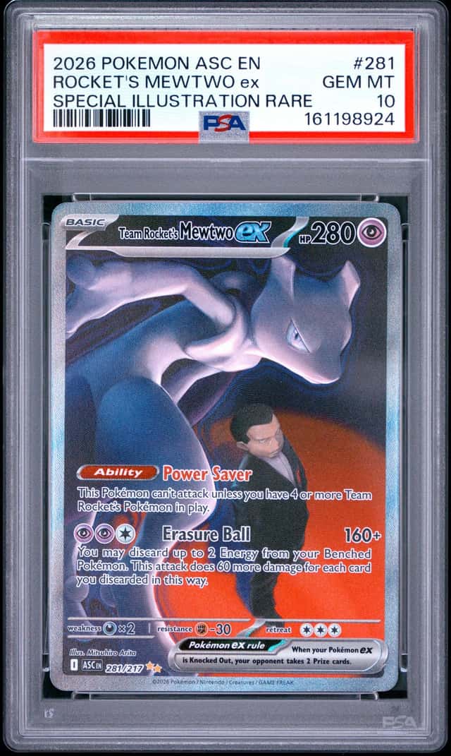2026 POKEMON ASC EN-ASCENDED HEROES #281 TEAM ROCKET'S MEWTWO EX PSA 10