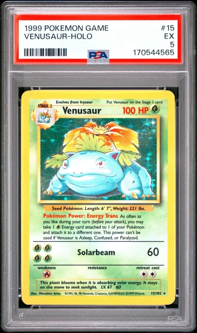 1999 POKEMON BASE SET UNLIMITED #15 VENUSAUR-HOLO PSA 5