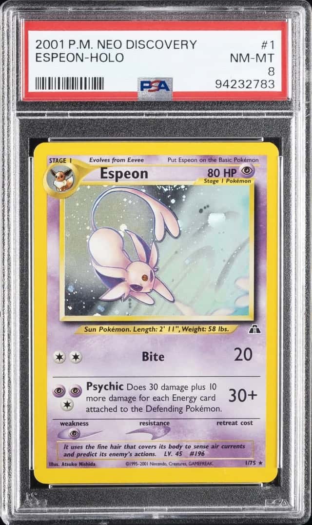 2001 POKEMON NEO DISCOVERY #1 ESPEON-HOLO PSA 8