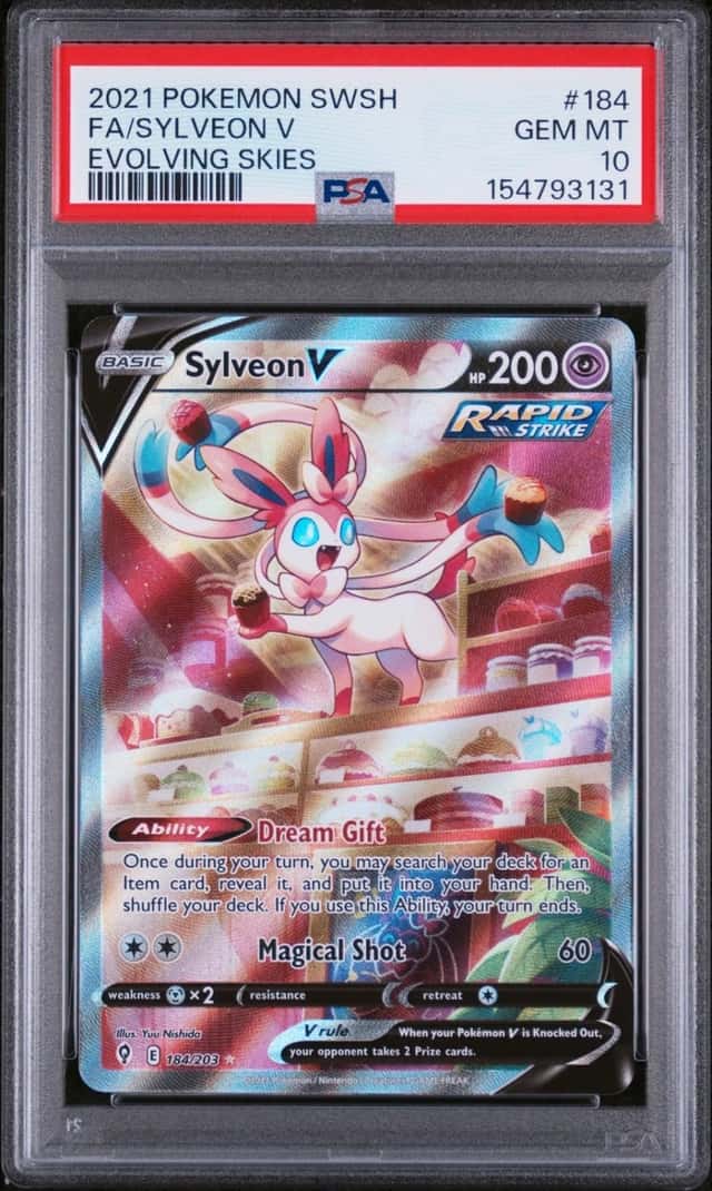 2021 POKEMON SWORD & SHIELD EVOLVING SKIES #184 FULL ART/SYLVEON V PSA 10