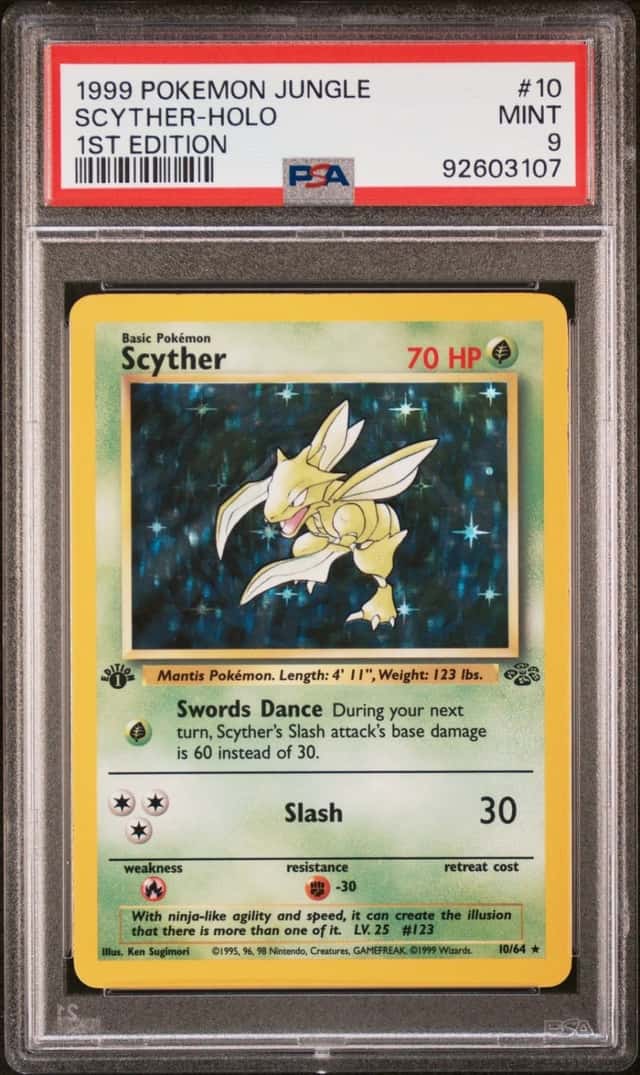 Pokemon Scyther Holo Jungle 10/64 1st Edition PSA 9 Mint