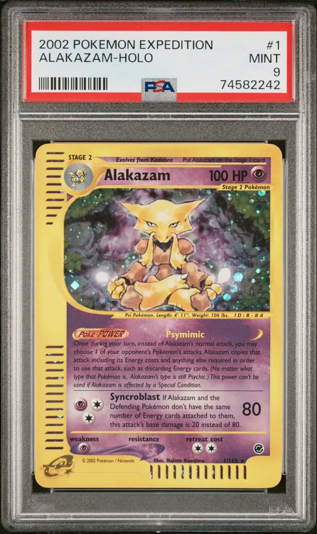Pokemon Alakazam Holo Expedition 1/165 PSA 9 Mint