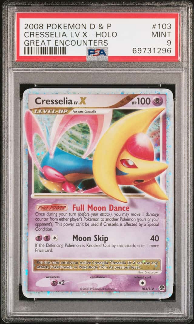 Pokemon Cresselia LV.X Holo Great Encounters 103/106 PSA 9 Mint