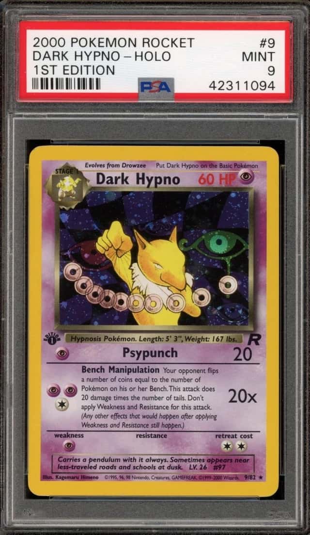 Pokemon Dark Hypno Holo Rocket 9 1st Edition PSA 9 Mint