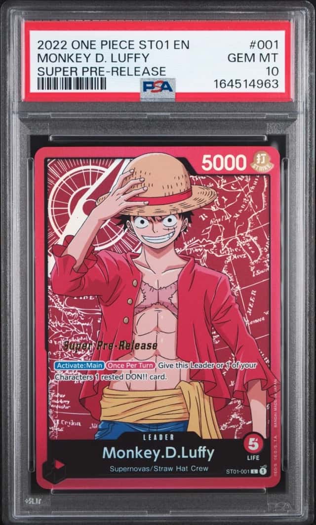 One Piece Monkey D. Luffy Straw Hat Crew St01-001 Super Pre-Release PSA 10
