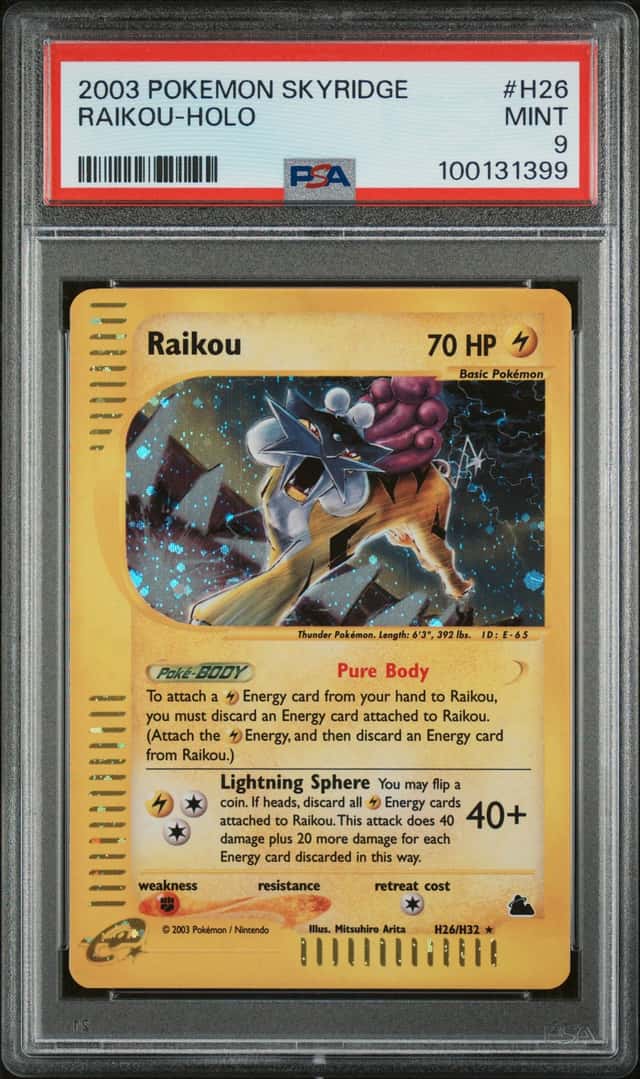 Pokemon Raikou Holo Skyridge H26/144 PSA 9 Mint