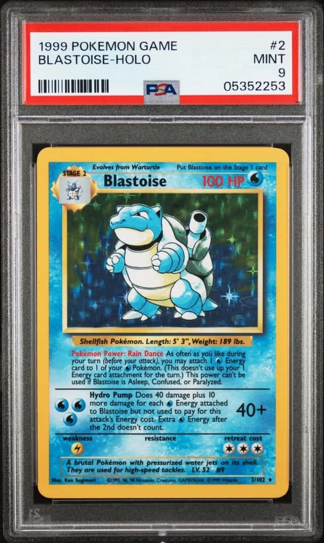 Pokemon Blastoise Holo Base Set Unlimited 2/102 PSA 9 Mint