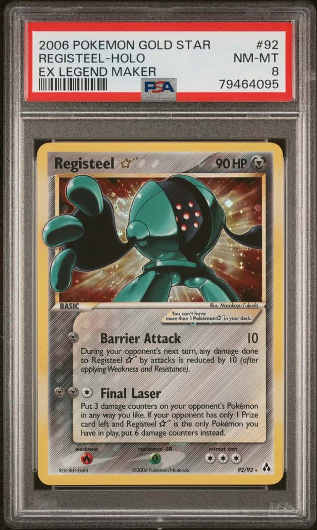Pokemon Registeel Gold Star Holo EX Legend Maker 92/92 PSA 8