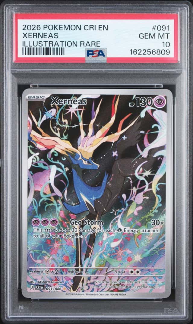 2026 POKEMON CRI EN-CHAOS RISING ILLUSTRATION RARE #091 XERNEAS PSA 10