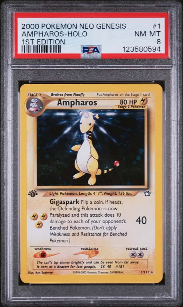 Pokemon Ampharos Holo Neo Genesis 1st Edition 1/111 PSA 8