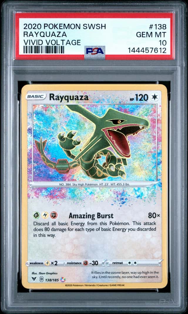 2020 Pokemon Sword & Shield Vivid Voltage Rayquaza Amazing Rare 138/185 PSA 10