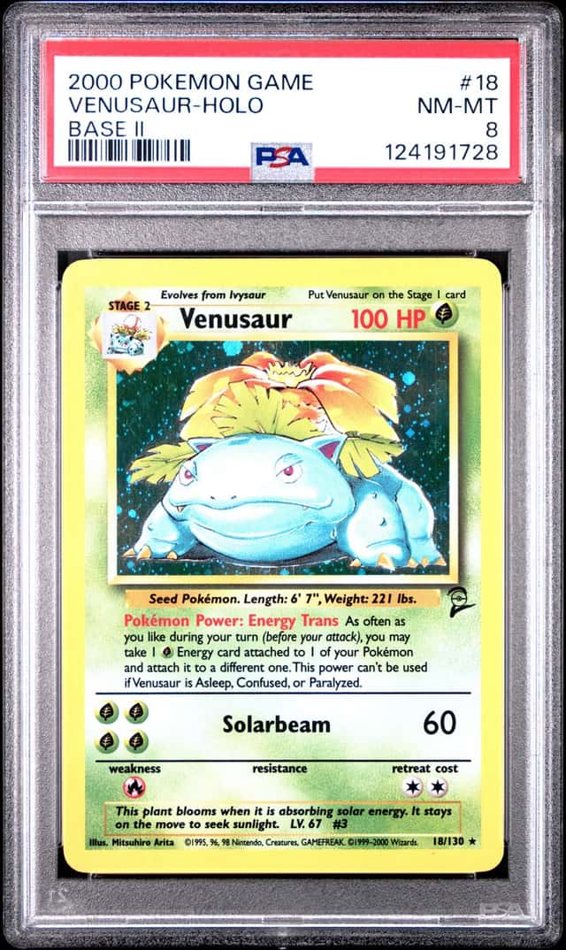 Pokémon TCG Venusaur Holo Rare Base Set 2 #18/130 WOTC Vintage PSA 8