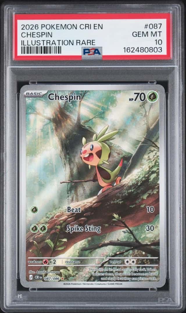 2026 POKEMON CRI EN-CHAOS RISING ILLUSTRATION RARE #087 CHESPIN PSA 10