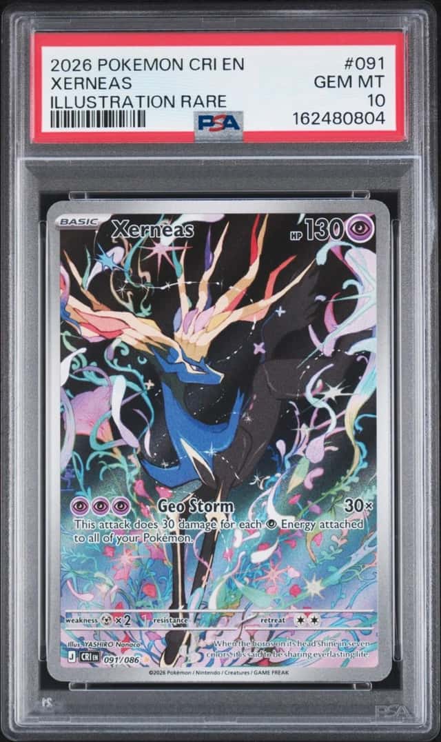 2026 POKEMON CRI EN-CHAOS RISING ILLUSTRATION RARE #091 XERNEAS PSA 10